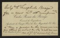 Cartão de visita de Carlos Roma du Bocage a Teófilo Braga