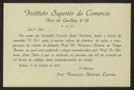 Convite de Francisco António Correia, Director do Instituto Superior de Comércio, a Teófilo Braga