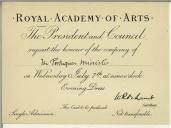 Convite da Royal Academy of Arts para Manuel Teixeira Gomes