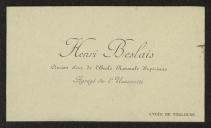 Cartão de visita de Henri Beslais a Teófilo Braga