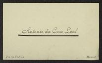 Cartão de visita de António da Cruz Leal a Teófilo Braga