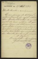 Carta de Bettencourt da Câmara, da redacção de "A União Portuguesa", a Teófilo Braga