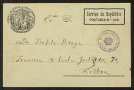 Bilhete-postal de António Cabreira a Teófilo Braga