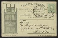 Bilhete-postal da Livraria <span class="hilite">Chardron</span> a Teófilo Braga