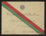 Cartão de visita da Comissão Paroquial Republicana da Freguesia de S. Mamede a Teófilo Braga