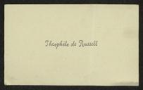 Cartão de visita de Teófilo de Russel a Teófilo Braga