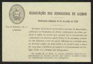 Cartão da Associação dos Advogados de Lisboa a Teófilo Braga