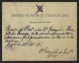 Cartão do Escrivão da Repartição de Fazenda do 4º Bairro de Lisboa a Teófilo Braga