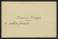 Cartão de visita de Francisco Vasques a Teófilo Braga