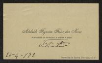 Cartão de visita de Adelaide Figueira Freire das Neves a Teófilo Braga