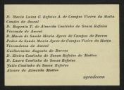 Cartão de visita de Maria Luísa C. Refoios A. de Campos Vieira da Mota et al. a Teófilo Braga