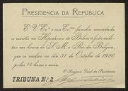 Convite de Jaime F., Secretário-Geral da Presidência da República, a Teófilo Braga