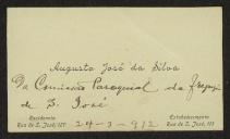 Cartão de visita de Augusto José da Silva a Teófilo Braga