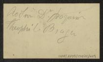 Cartão de visita de José Sérgio de Carvalho e Silva, gravador da Casa da Moeda, a Teófilo Braga