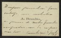 Cartão de visita de A. Brandão a Teófilo Braga