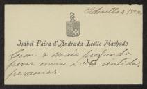 Cartão de visita de Isabel Paiva de Andrada Leote Machado a Teófilo Braga
