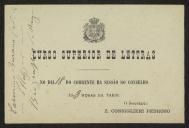 Cartão de Z. Conseglieri Pedroso, Secretário do Curso Superior de Letras, a Teófilo Braga