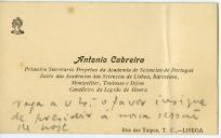 Cartão de visita de António Cabreira