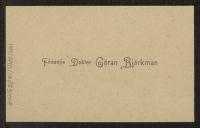 Cartão de visita de Coran Bjorkman a Teófilo Braga