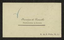 Cartão de visita de Francisco de Carvalho