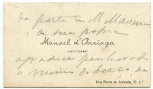 Cartão de visita de Manuel de Arriaga