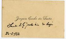 Cartão de visita de Joaquim Eusébio dos Santos