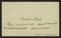 Cartão de visita de Leopoldina Penela a Teófilo Braga