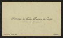 Cartão de visita de Francisco de Sales Ramos da Costa a Teófilo Braga