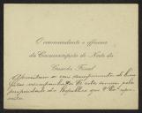 Cartão de visita do Comandante e oficiais da Circunscrição do Norte da Guarda Fiscal a Teófilo Braga