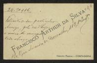 Cartão de visita de Francisco Artur da Silva a Teófilo Braga