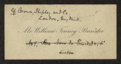 Cartão de visita de William Tenney Breuster a Teófilo Braga