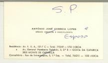 Cartão pessoal de António José Correia Lopes