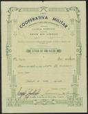Titulo de uma acção da Sociedade Cooperativa de Crédito e Consumo, Responsabilidade Limitada, atribuído a Francisco da Costa Gomes.