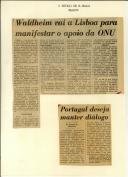 Recorte de imprensa noticiando a visita a Portugal de Kurt Waldheim