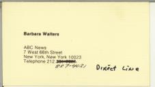 Cartão pessoal de Barbara Walters 
