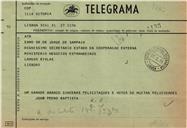 Telegrama de João Pedro Baptista para Jorge Sampaio