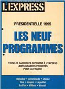 Recorte de imprensa do artigo intitulado "Présidentielle 1995: les neuf programmmes" publicado no suplemento do periódico "L'Express", redigido pelo jornalista Romain Rosso